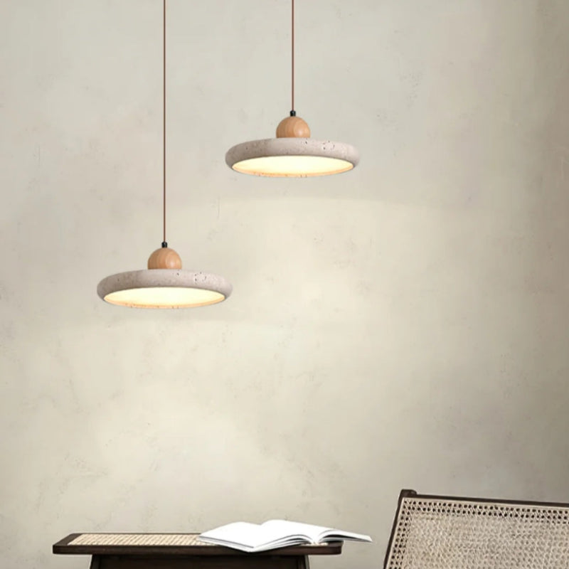 Travertine Flying Saucer Natural Pendant Light