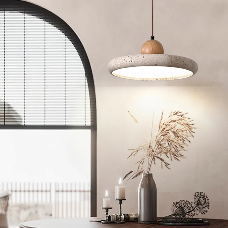 Travertine Flying Saucer Natural Pendant Light