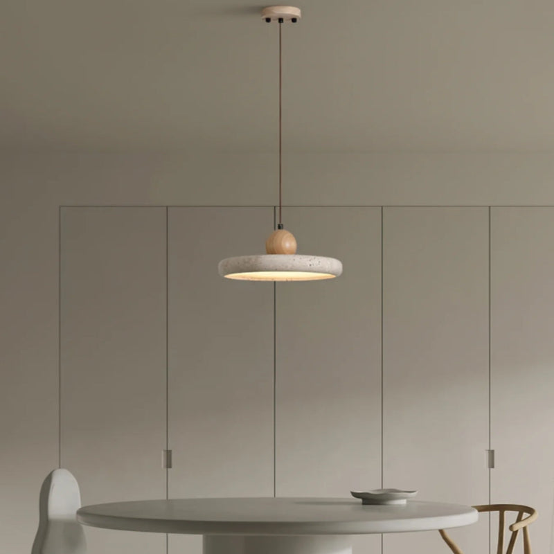 Travertine Flying Saucer Natural Pendant Light