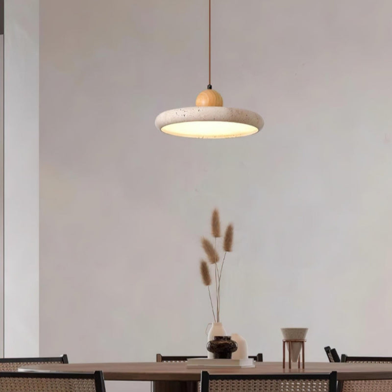 Travertine Flying Saucer Natural Pendant Light