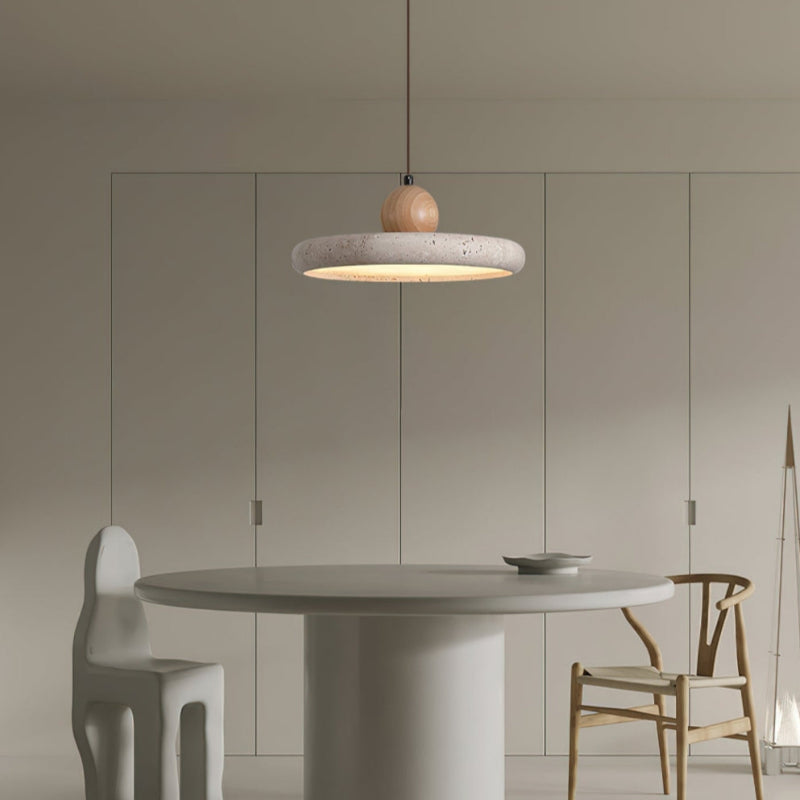 Travertine Flying Saucer Natural Pendant Light