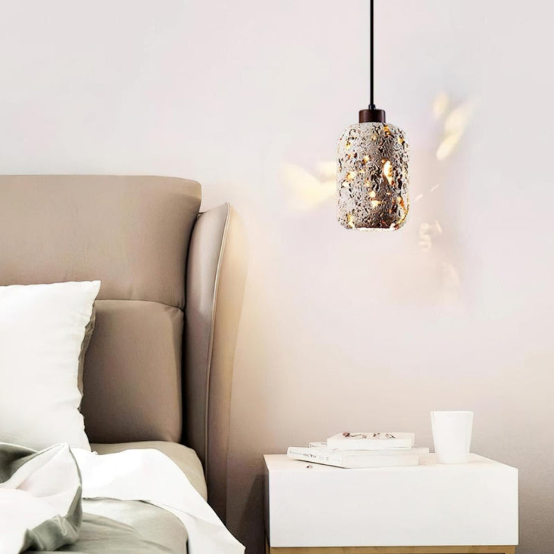 Natural Cylindrical Hollow Travertine Pendant Light