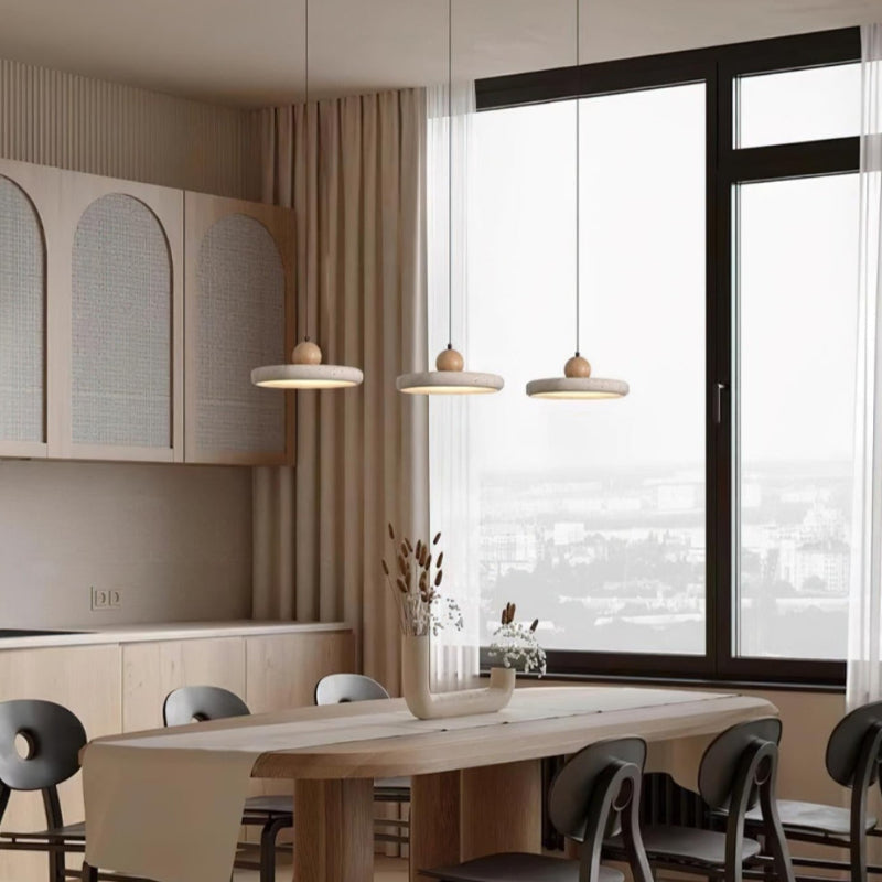 Travertine Flying Saucer Natural Pendant Light