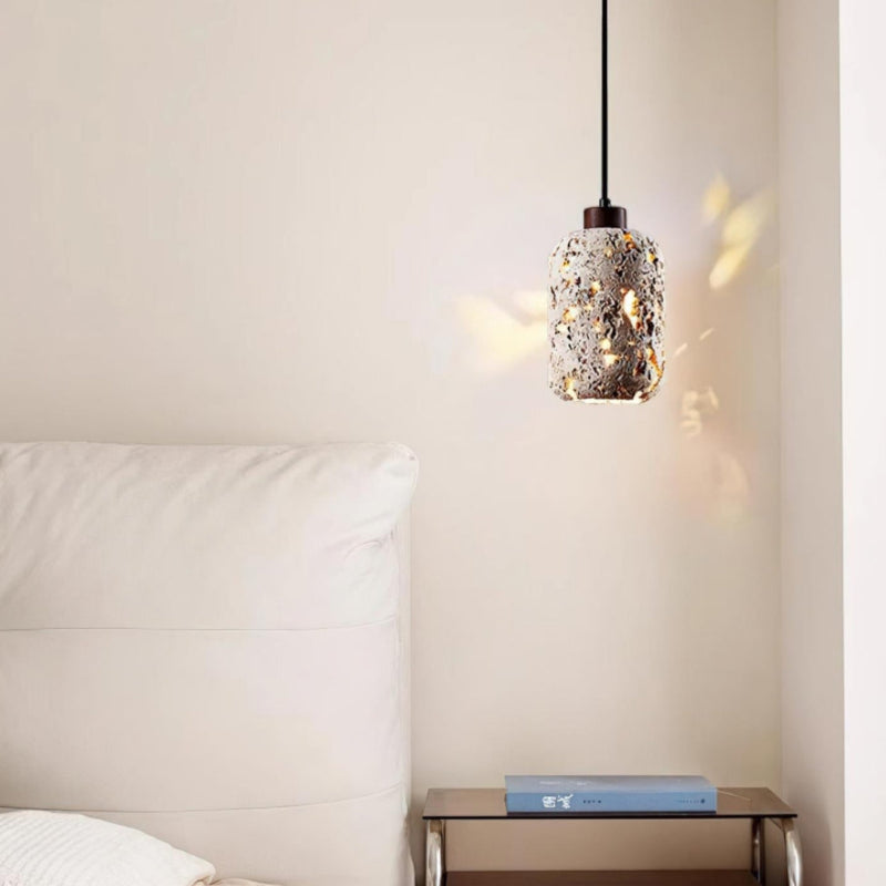 Natural Cylindrical Hollow Travertine Pendant Light