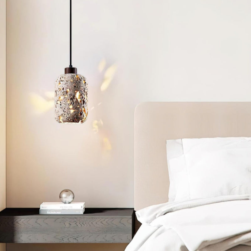 Natural Cylindrical Hollow Travertine Pendant Light