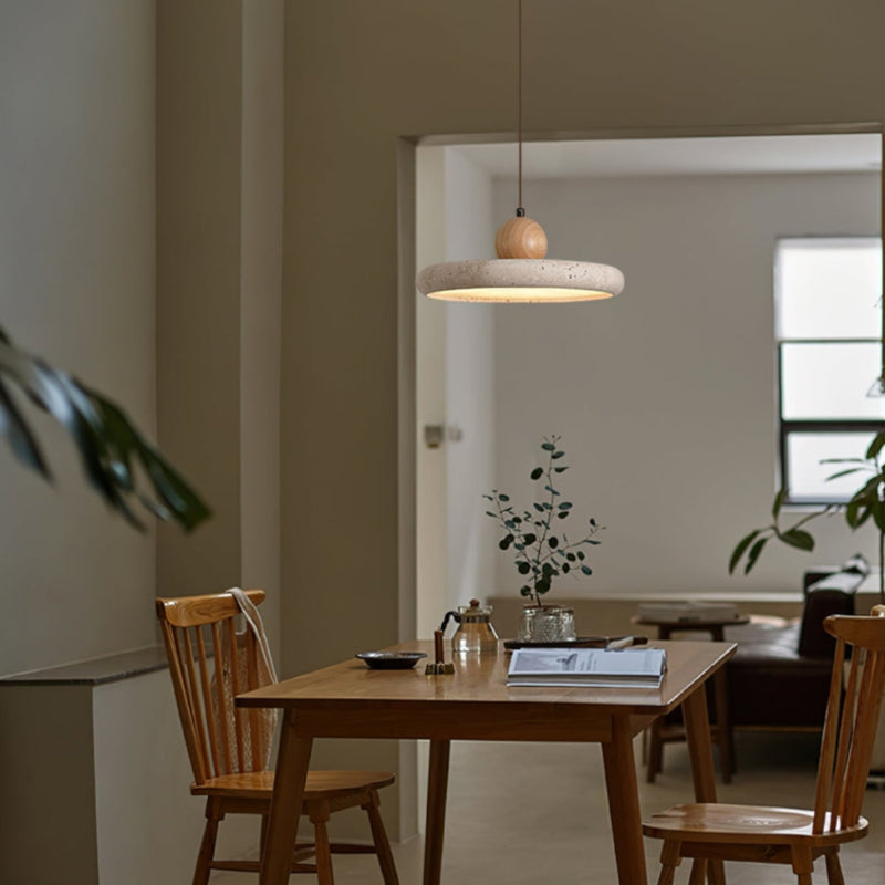 Travertine Flying Saucer Natural Pendant Light