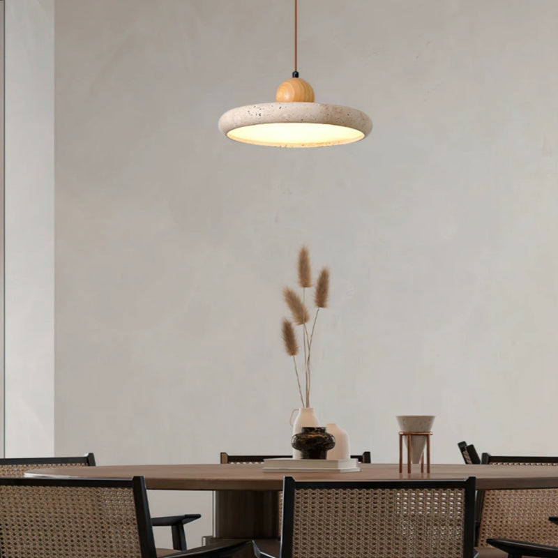 Travertine Flying Saucer Natural Pendant Light