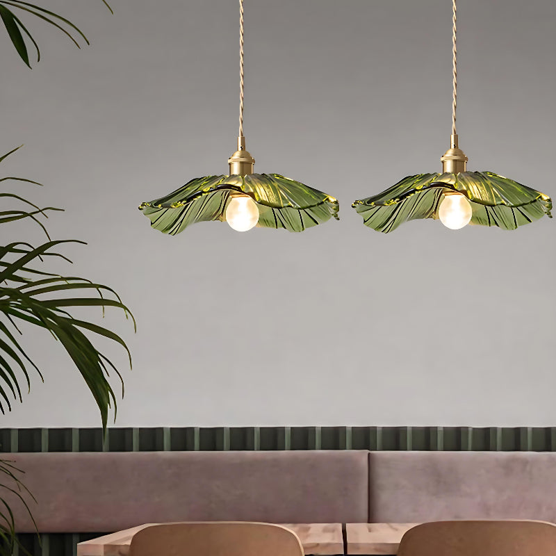 Nordische Lotus-Pendelleuchte aus klarem Glas