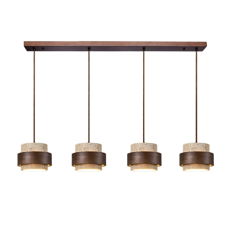 Moderne zylindrische Travertin-Steinsäule Pendelleuchte