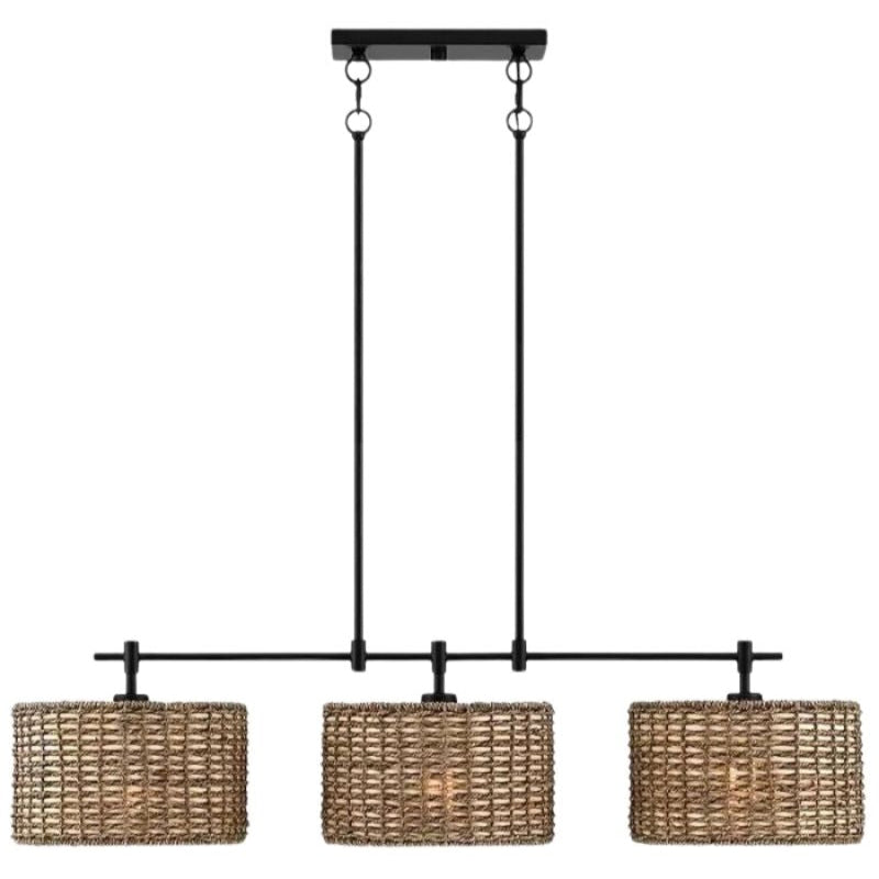 3 Light Handwoven Drum Farmhouse Pendant Light