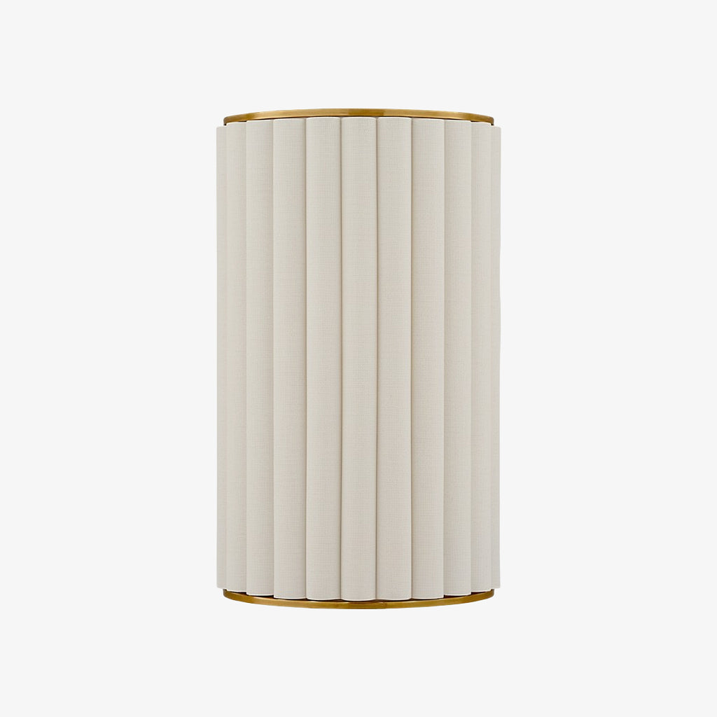 Duova Scalloped Wall Lamp - Antique Brass with Linen Fabric Suitable for Living Room and Bedroom