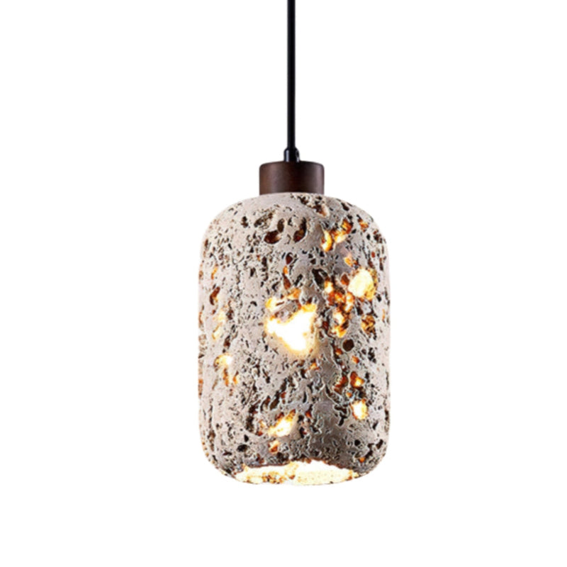 Natural Cylindrical Hollow Travertine Pendant Light