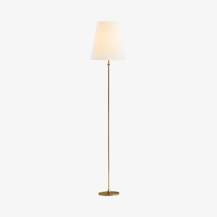 Serena Vintage Brass Floor Lamp - Iron Frame with Linen Drum Shade for Living Rooms and Reading Corners