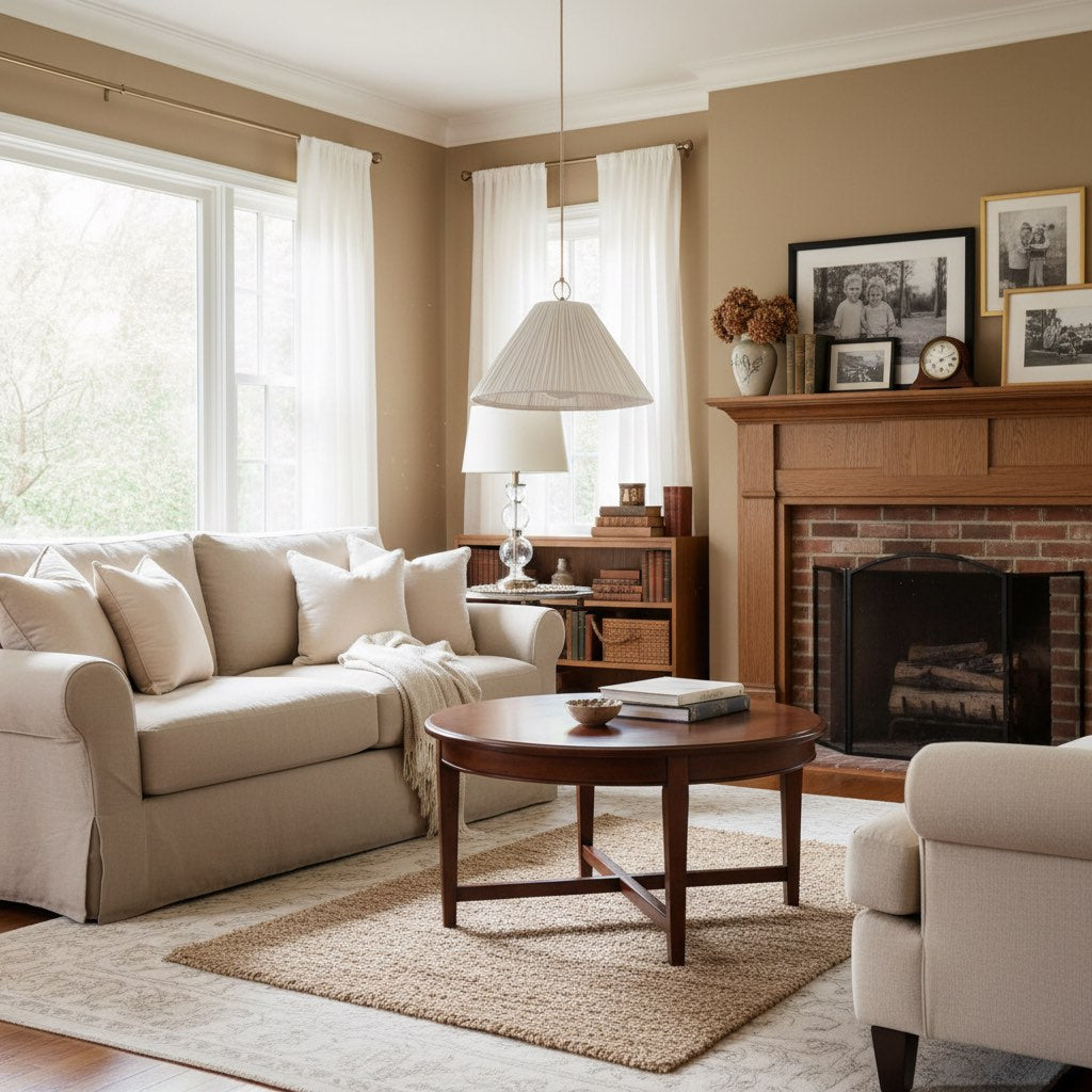 Lindi - small aged brass and linen scalloped pendant