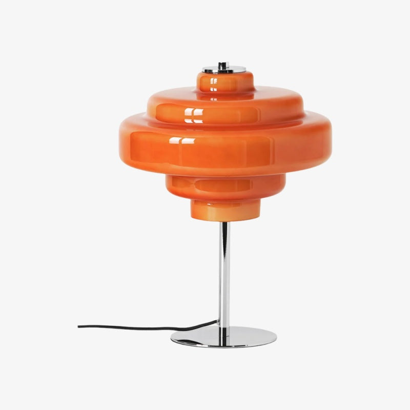 Koloro Glass Table Lamp Retro Tiered Design Chrome Base for Living Room