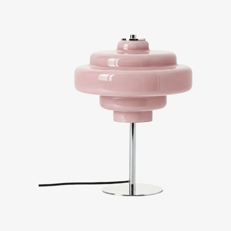 Koloro Glass Table Lamp Retro Tiered Design Chrome Base for Living Room