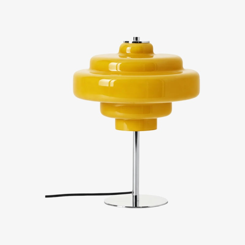 Koloro Glass Table Lamp Retro Tiered Design Chrome Base for Living Room