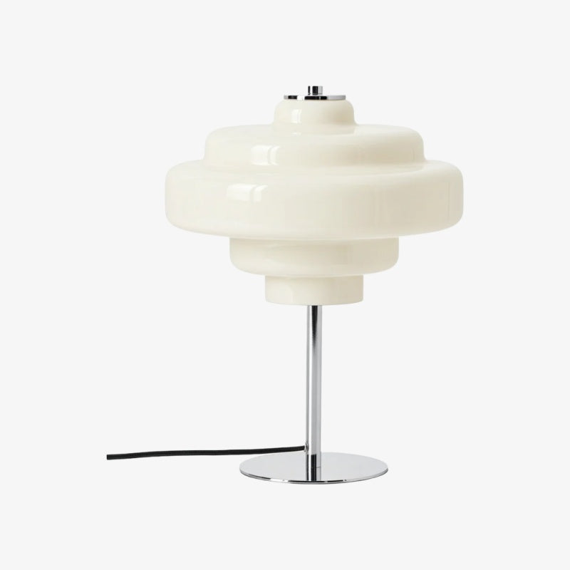 Koloro Glass Table Lamp Retro Tiered Design Chrome Base for Living Room