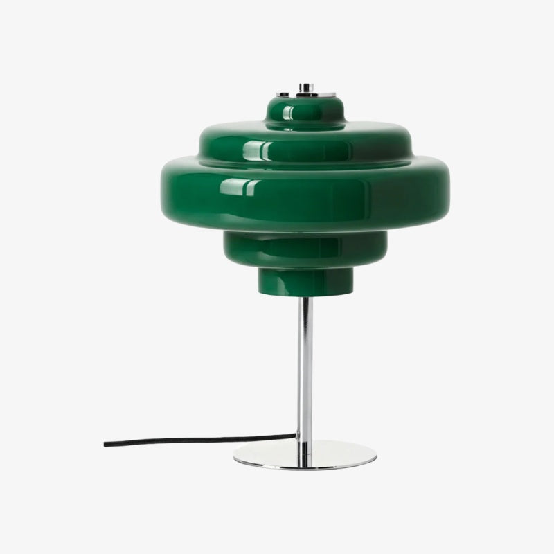 Koloro Glass Table Lamp Retro Tiered Design Chrome Base for Living Room