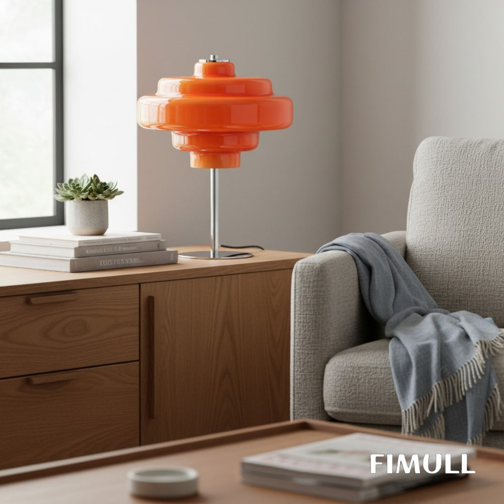 Koloro Glass Table Lamp Retro Tiered Design Chrome Base for Living Room