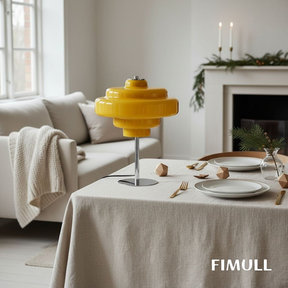 Koloro Glass Table Lamp Retro Tiered Design Chrome Base for Living Room