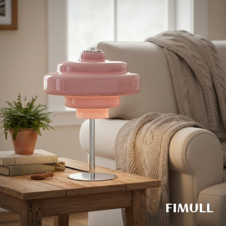 Koloro Glass Table Lamp Retro Tiered Design Chrome Base for Living Room