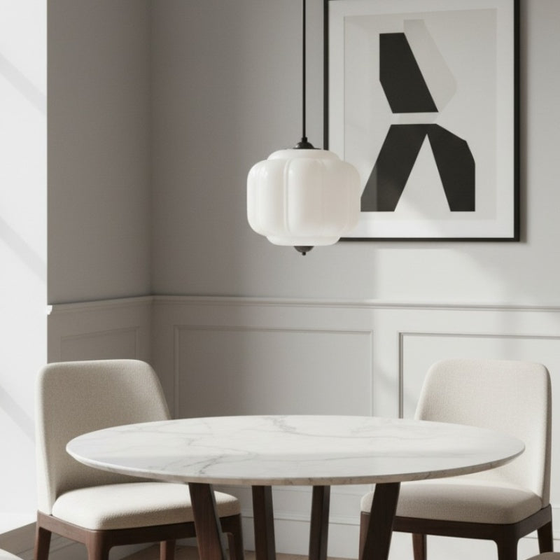Eloise Vintage Pendant Light - Milk Glass Shade Light for Dining Room