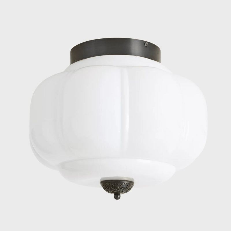 Eloise Milk Glass Ceiling Light - Retro Semi Flush Mount for Kitchen