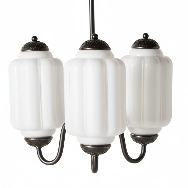 Eloise Vintage Chandelier - Milk Glass 3-Head Lamp for Bedroom