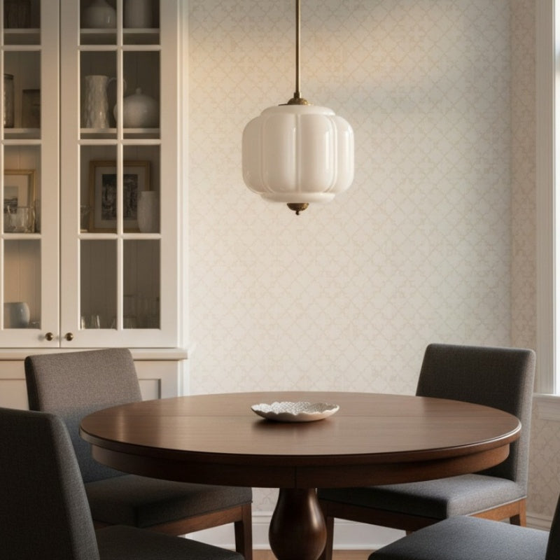 Eloise Vintage Pendant Light - Milk Glass Shade Light for Dining Room