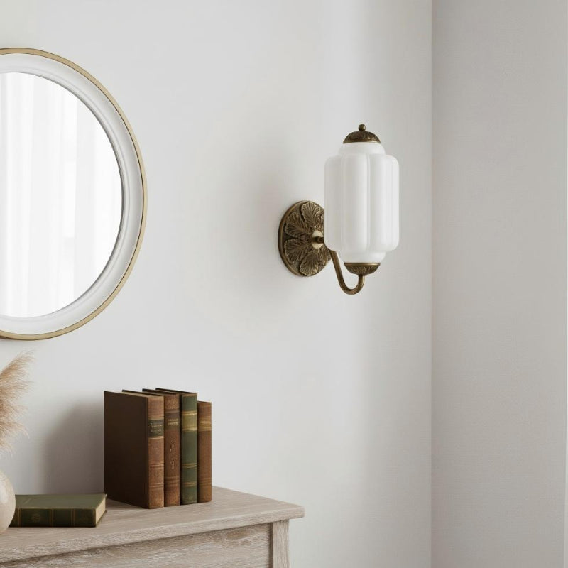 Milk Glass Vintage Eloise Bedside Wall Sconce