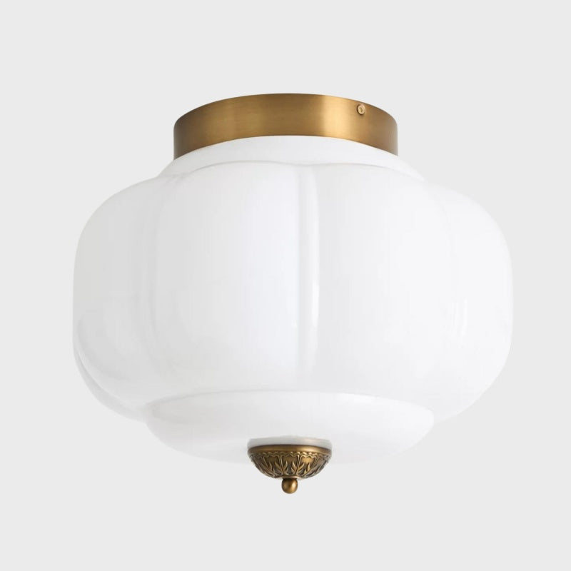 Eloise Milk Glass Ceiling Light - Retro Semi Flush Mount for Kitchen