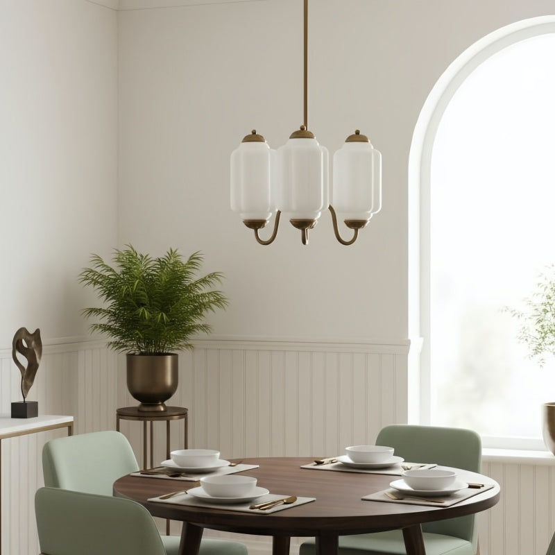 Eloise Vintage Chandelier - Milk Glass 3-Head Lamp for Bedroom