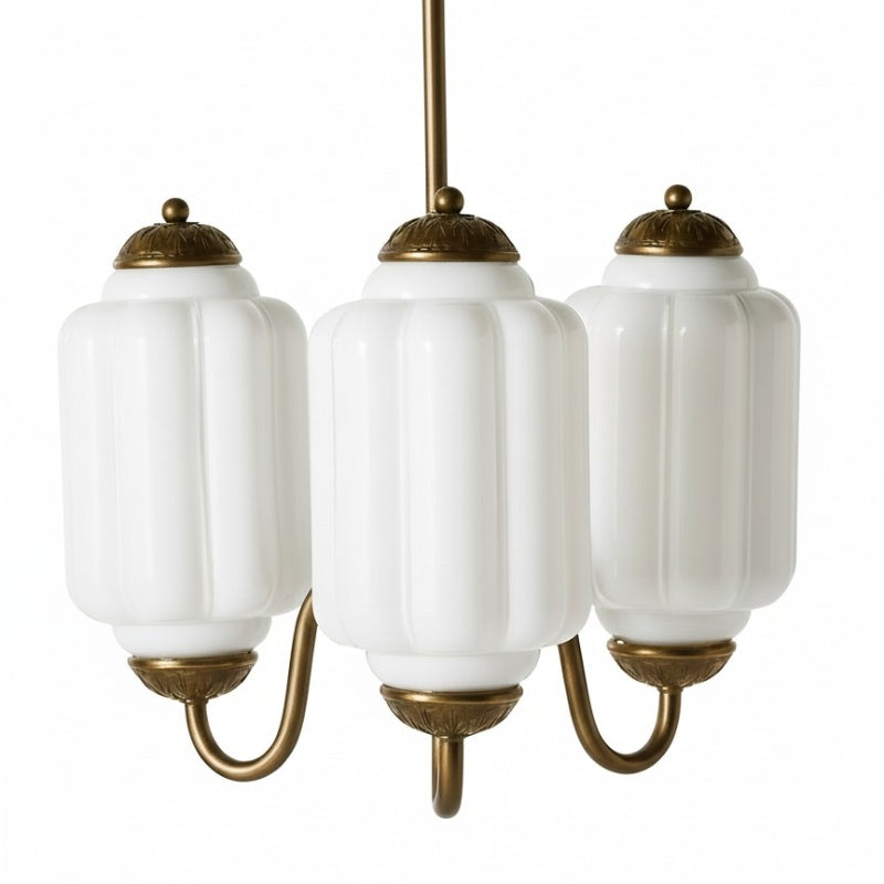 Eloise Vintage Chandelier - Milk Glass 3-Head Lamp for Bedroom