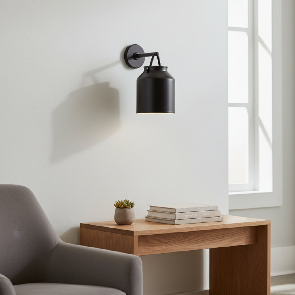 Hanton Metal Outdoor Wall Sconce - Matte Black Industrial Light Fixture