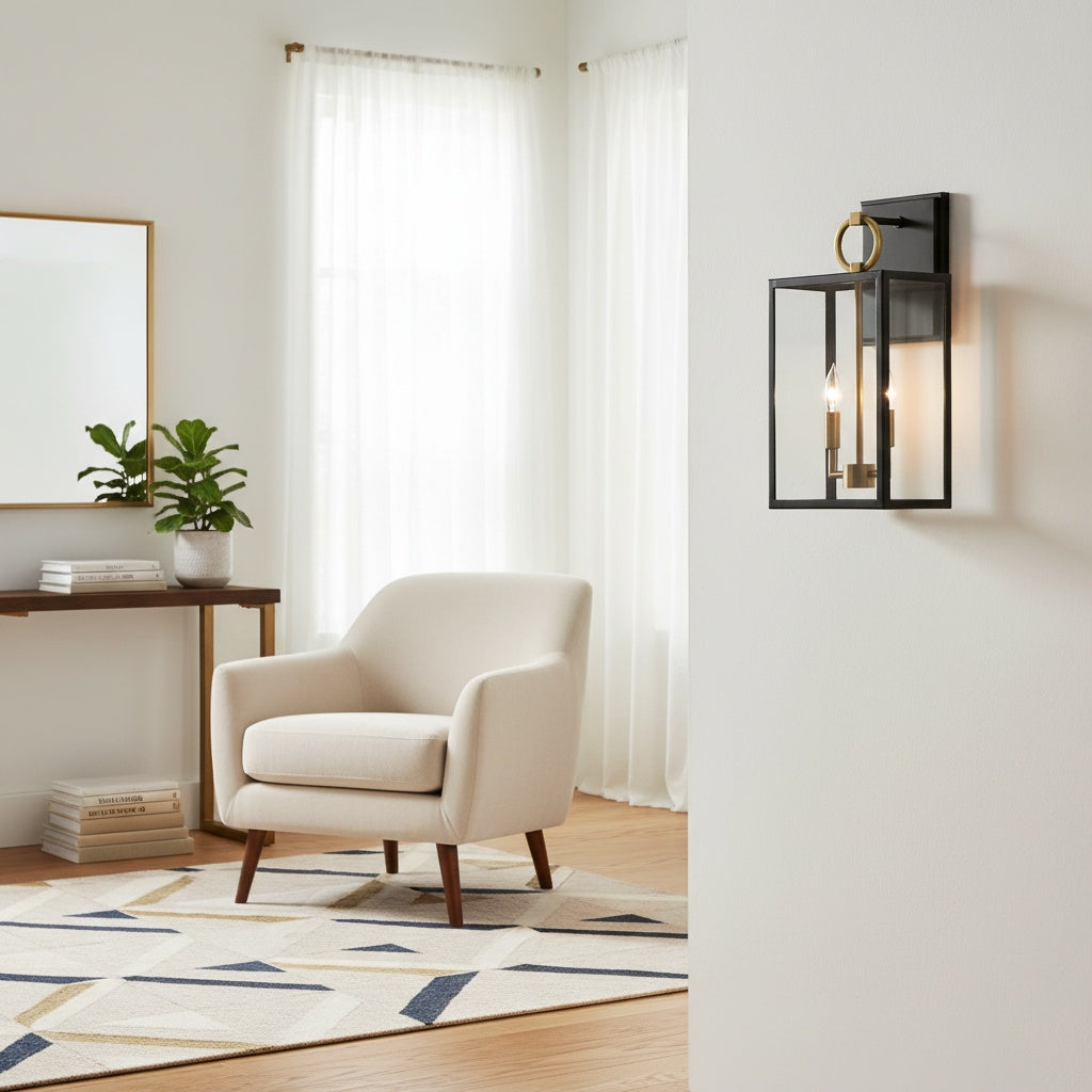 Ferrix Iron Outdoor Wall Lamp - Industrial Rectangular Glass Sconce