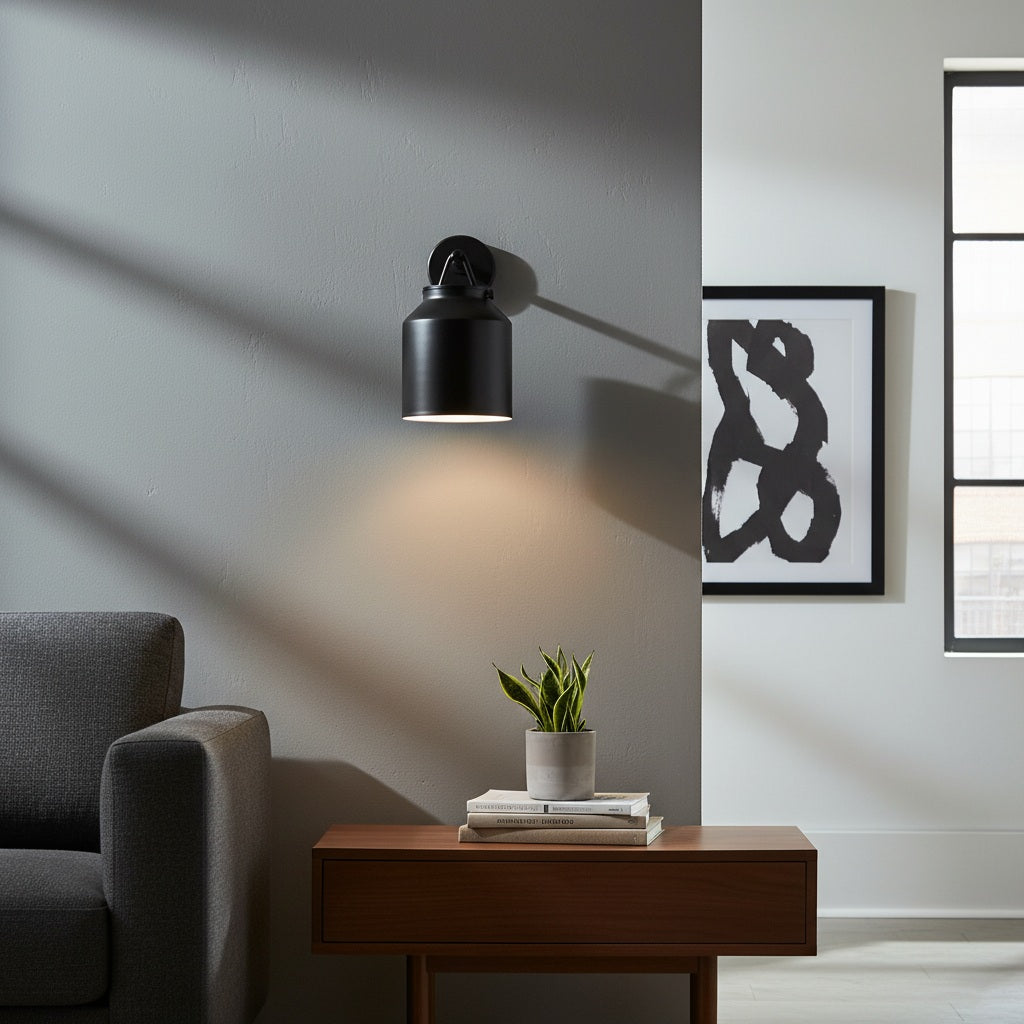 Hanton Metal Outdoor Wall Sconce - Matte Black Industrial Light Fixture