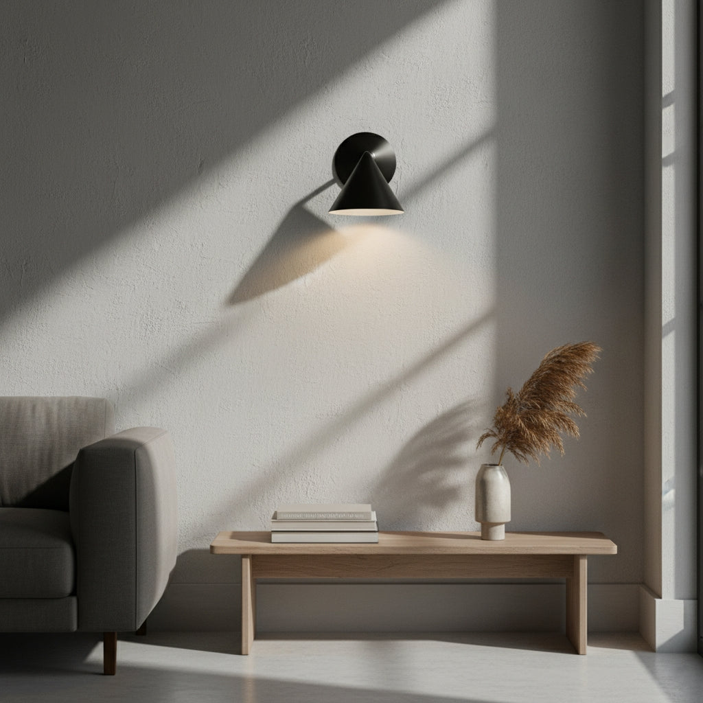 Brivana Modern Metal Wall Light - Cone Brass Sconce for Hallway