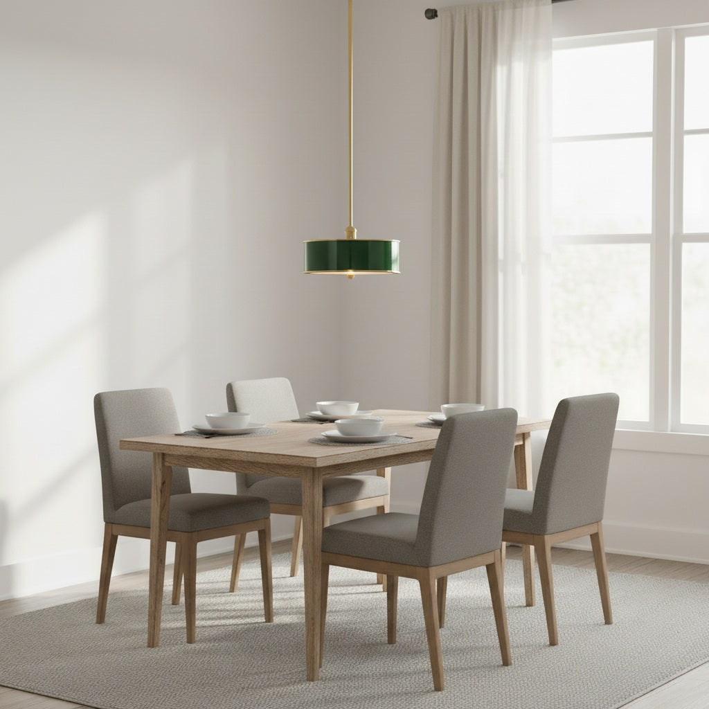 Forvara Rustic Metal Pendant Light - Brass Drum Lamp for Kitchen Island