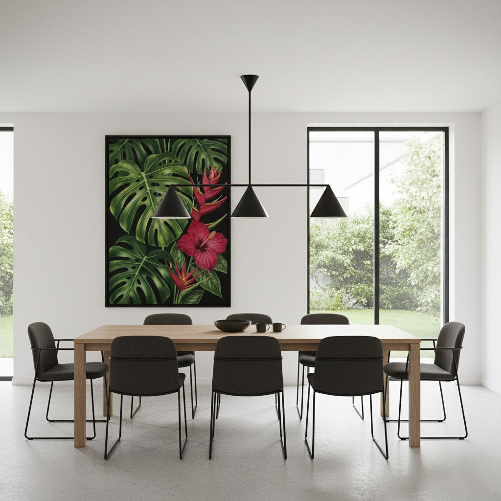 Brivana Modern Metal Chandelier - Black Cone Pendant Lamp for Office