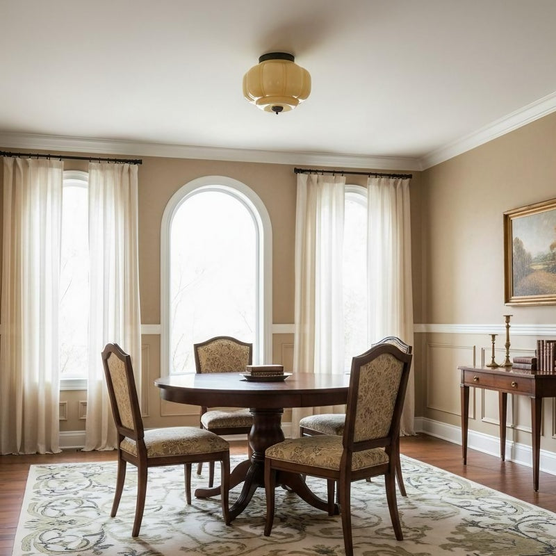 Eloise Milk Glass Ceiling Light - Retro Semi Flush Mount for Kitchen