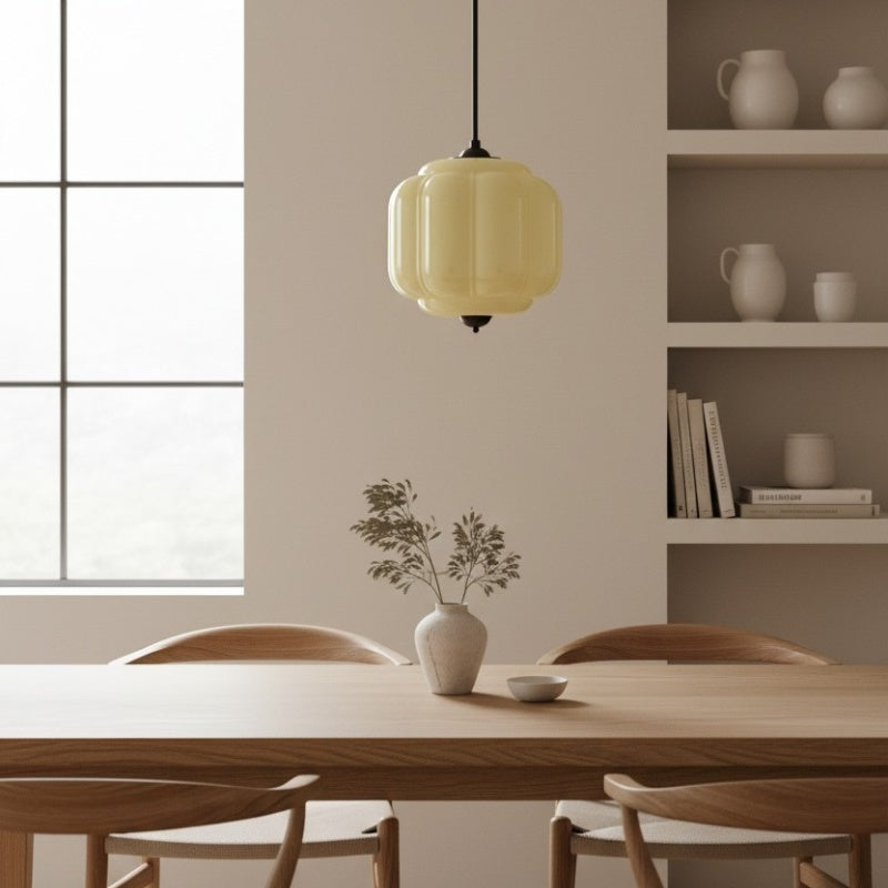 Eloise Vintage Pendant Light - Milk Glass Shade Light for Dining Room