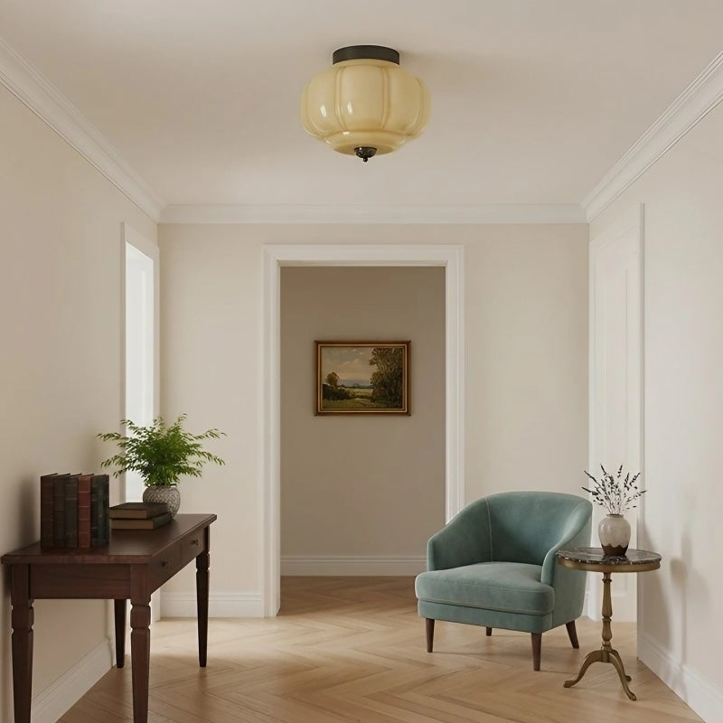 Eloise Milk Glass Ceiling Light - Retro Semi Flush Mount for Kitchen