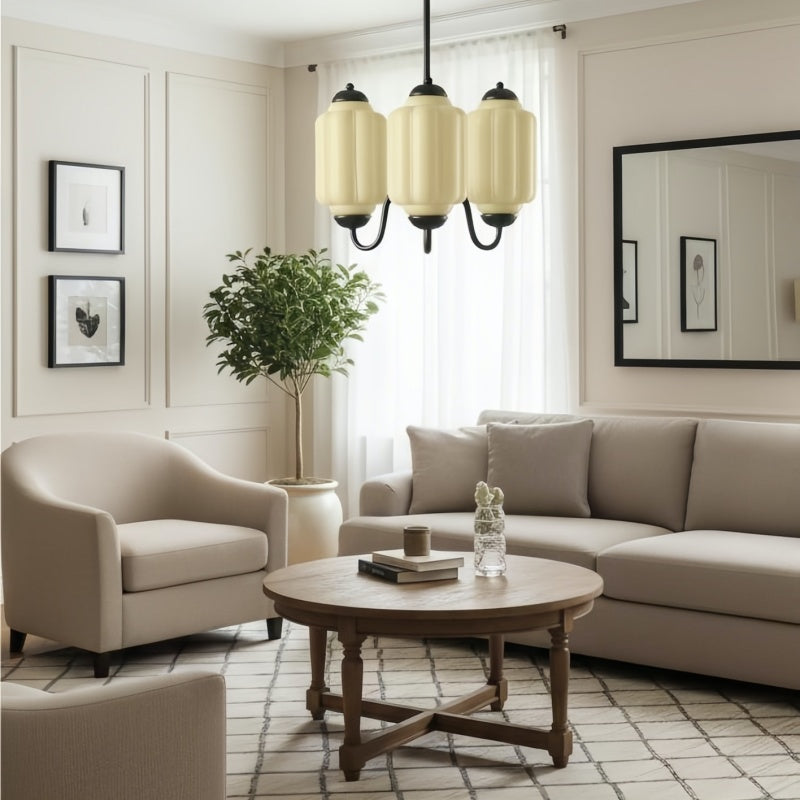 Eloise Vintage Kronleuchter - Milchglas 3-Kopf-Lampe für Schlafzimmer