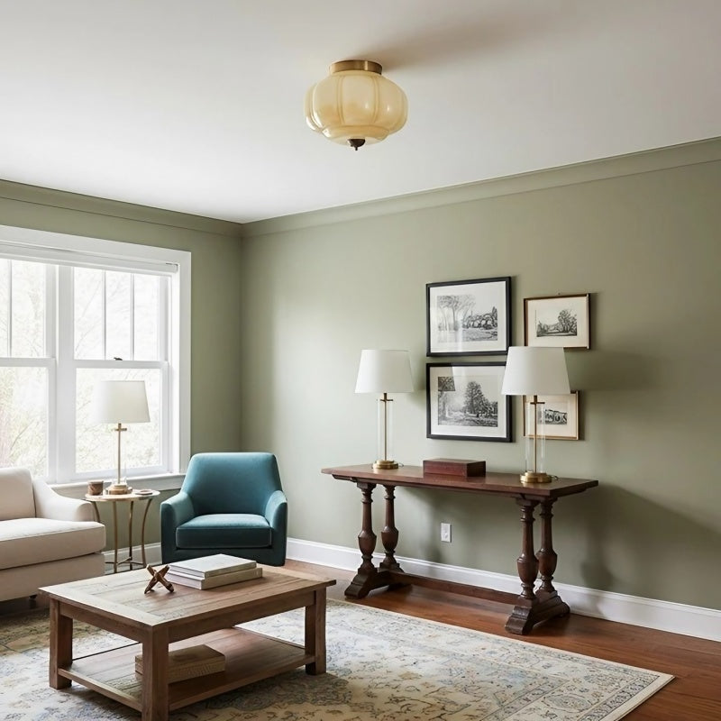 Eloise Milk Glass Ceiling Light - Retro Semi Flush Mount for Kitchen