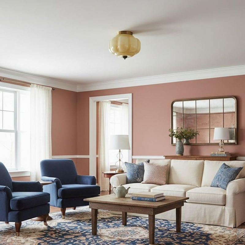 Eloise Milk Glass Ceiling Light - Retro Semi Flush Mount for Kitchen