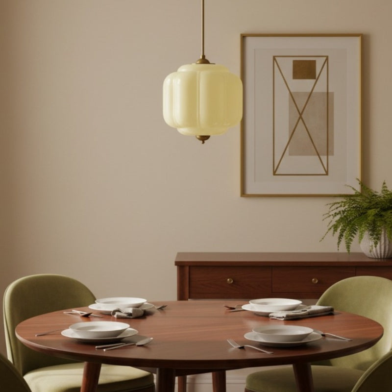 Eloise Vintage Pendant Light - Milk Glass Shade Light for Dining Room