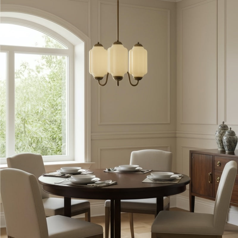 Eloise Vintage Chandelier - Milk Glass 3-Head Lamp for Bedroom