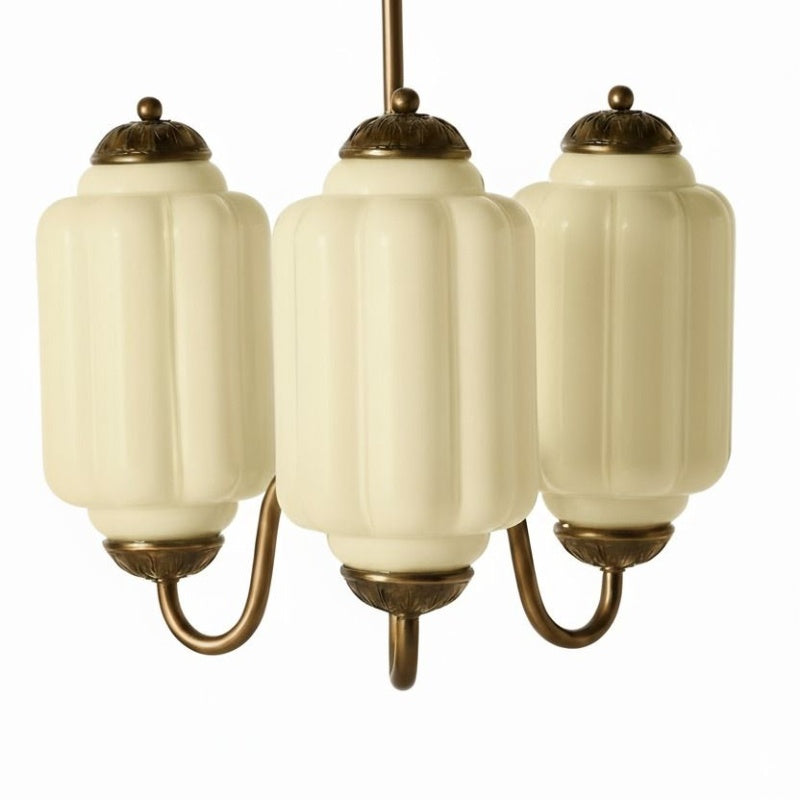 Eloise Vintage Chandelier - Milk Glass 3-Head Lamp for Bedroom